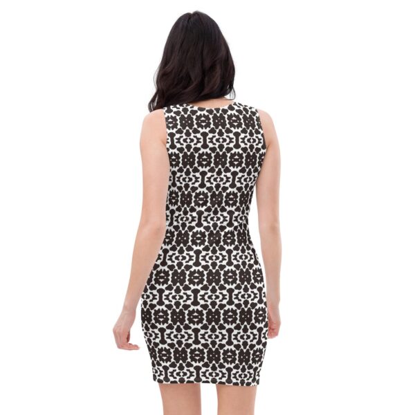 Women's Black White Print Bodycon Dress - Image 2