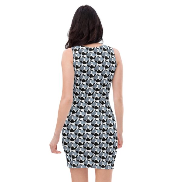 Women's Grey Black Print Bodycon Dress - Image 2