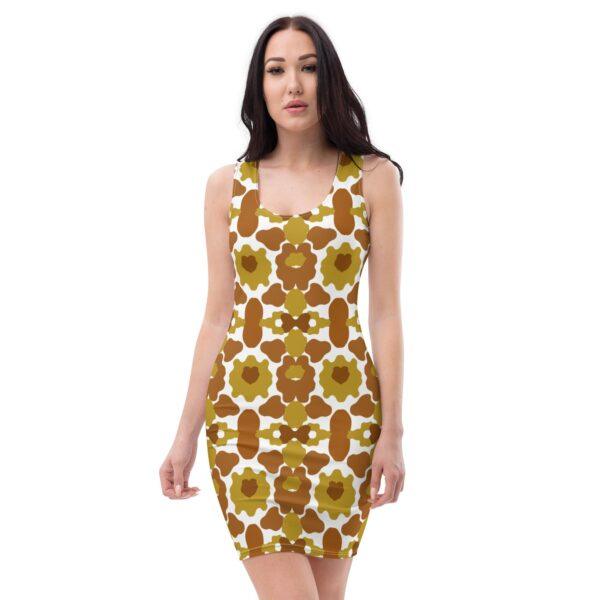 womens-brown-print-bodycon-dress