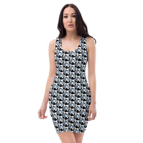 womens-grey-black-print-bodycon-dress