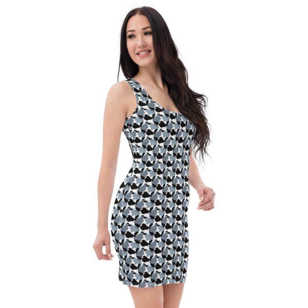 Women's Grey Black Print Bodycon Dress - Image 3