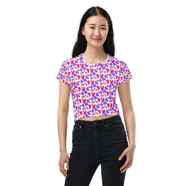 Women's Purple Pink Animal Print Crop Top - Image 3