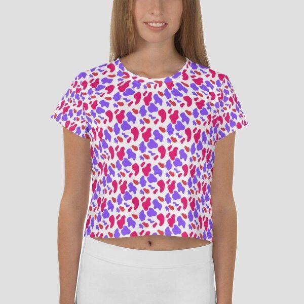 Women's Purple Pink Animal Print Crop Top