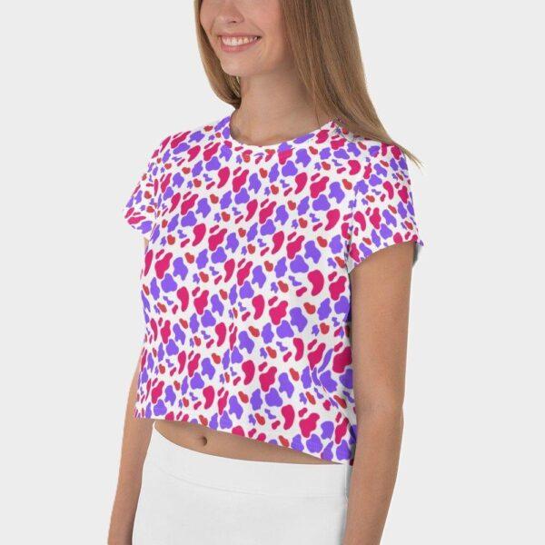 Women's Purple Pink Animal Print Crop Top