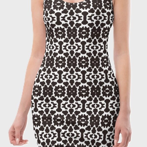 Women's Black White Print Bodycon Dress