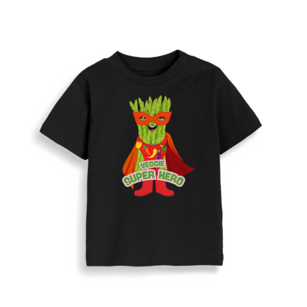 Black Organic Cotton Veggie Superhero Baby Toddler T-Shirt